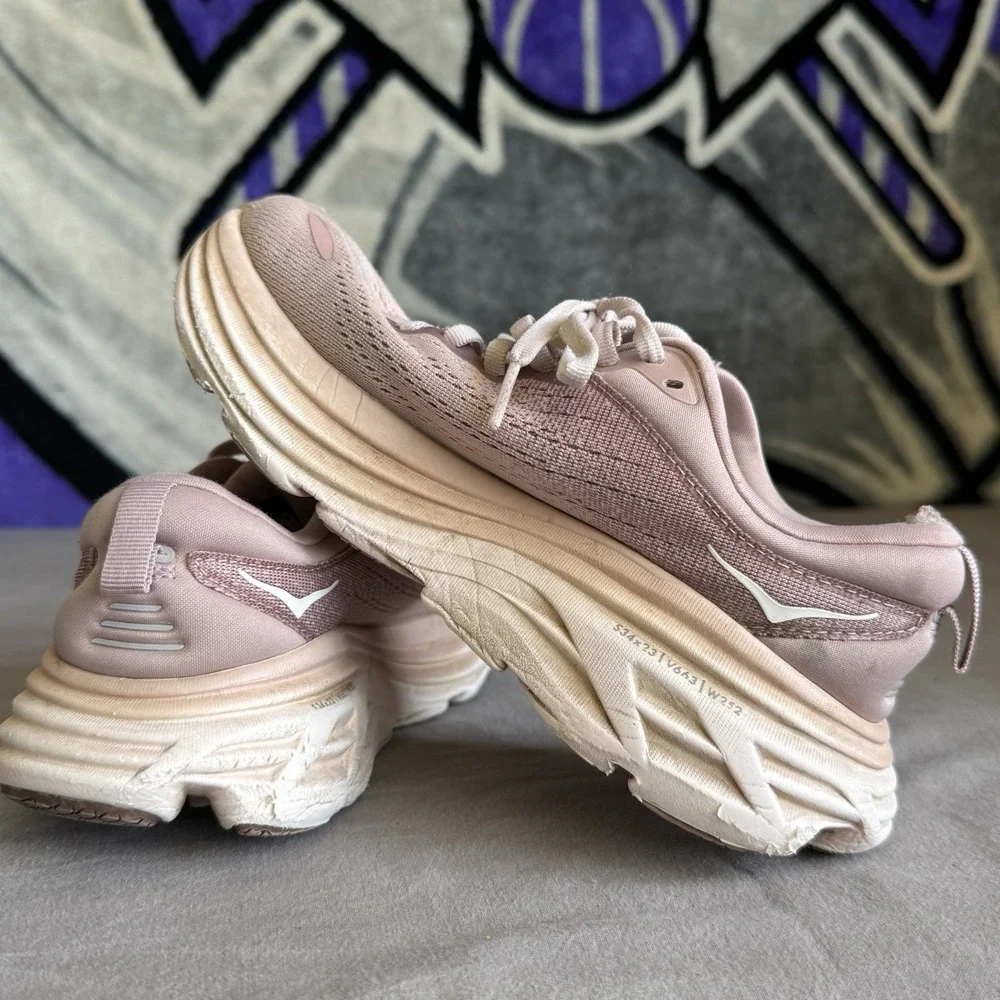Size 5.5 - HOKA Bondi 8 Running Shoe (Women) PALE MAUVE / PEACH WHIP